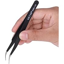 2-teiliges Pinzetten-Set, Gebogen, Edelstahl – ESD-15 Antistatisch, Für Reparaturen