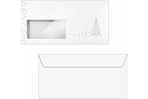 ‎SIGEL SIGEL DU084 Briefumschläge Weihnachten "Golden Tree", gummiert, Fensterstanzung, Goldprägung, DIN lang, 50 Stück, ohne Fenster