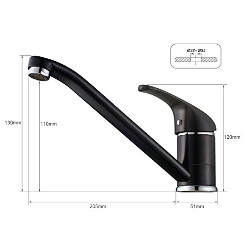 Auralum® Schwarz Chrom Niederdruck Küchenarmatur Kupfer Spültischarmatur Mischbatterie für Küche Armatur - 7