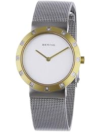 Bering Classic - Reloj analógico de mujer de cuarzo con correa de acero inoxidable plateada - sumergible a 50 metros