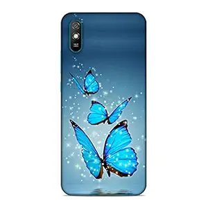 Lucent Crafts Premium Lovely Beautiful Slim Lightweight Shock Proof Hard Back Case Mobile Cover for Xiaomi Redmi 9i (Sizzling Amazing Butterflies Girl Girlish 3D Printed)