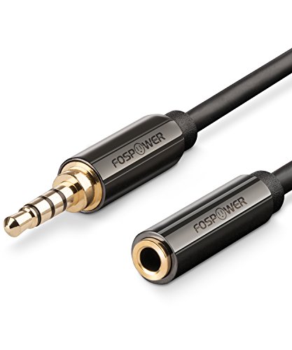 FosPower Câble d'extension Audio (10 centimètres), 3.5mm [TRRS à 4 conducteurs | Plaqué Or] Cordon de Jack stéréo auxiliaire mâle à Femelle