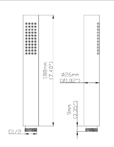 DeLanwa Edelstahl Handbrause Stange Duschkopf Durchmesser 26 mm, Länge 200 mm mit 44 Anti-Kalk Düsen, 607177.0 - 2