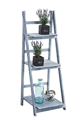 CLP Leiterregal, Treppenregal YANA, 3 Böden, dekoratives Holz-Regal ca. 110 x 40 x 40 cm grau - 2
