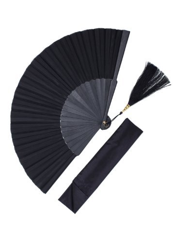 Silk Hand Fan Black Large