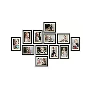 AG Crafts Wood Photo Frame Suitable Photo Size: 8x6 inch (12) with Mount, 6x4 inch Photo Size (Black with Mount)