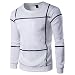 Produktbild Mens Fashion Striped Langarm Sweater, Kaiki Herren Pullover Mantel O Neck Shirt Outwear (L, White)