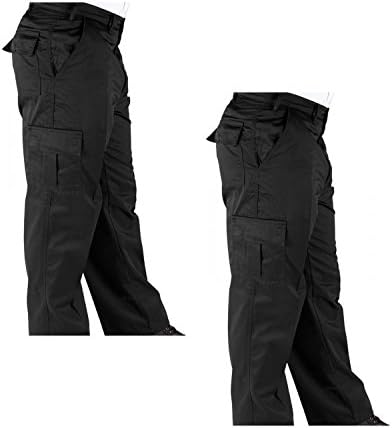 RK Deluxe Cargo Work Trousers Twin Pack Black/Navy Charcoal Grey (Various Sizes) Men's Combat Worker Trade with Button and Zip Fly Multi Pocket Workwear Pants