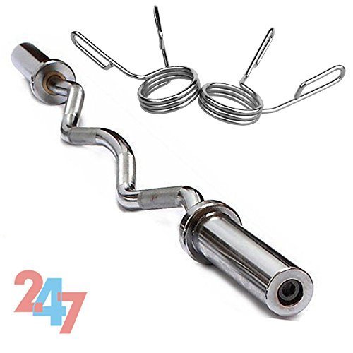 TMZ ©-Olympic 47" Bicep Tricep Curl EZ E-Z G24039 Weight Lifting Bar + Collars