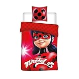 Juego de cama que incluye: Miraculous - Juego de cama individual, funda de edredón reversible, diseño de «Prodigiosa: las aventuras de Ladybug».