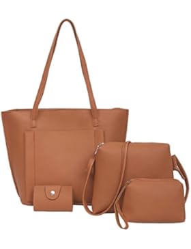 Handtaschen Damen, LHWY 4 Stücke Mode Handtaschen Schultertasche Brieftasche Karte Paket Vierteilige Elegante...