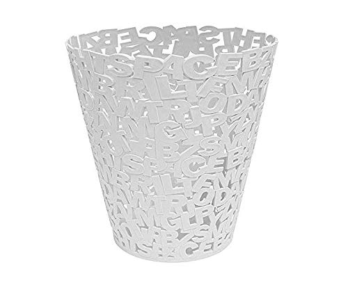 JUNGEN Corbeille à Papier en Plastique Corbeille Ronde Couture de Lettres Poubelle de Bureau Decorative Corbeille Vintage pour Cuisine Salle de Bain Salon Blanc