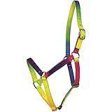 Pferde Halfter Regenbogen Design, Pferdehalfter in knalligen leuchtenden Neonfarben, verstellbares Genickstück