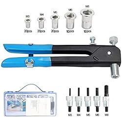 86 pcs filetée Rivet Écrou kit de Écrou Outil de Rivet Riveteuse Rivet Nutsert Gun Kit de pince à riveter à riveter Outil de pince à riveter Insert fileté pour filetage M3 M4 M5 M6 M8