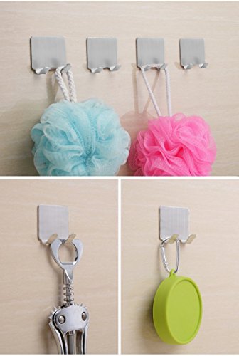Joyoldelf 3 m Selbstklebende Haken Razor Haken Badetuch Racks für Badezimmer Küche, doppelter Haken Design, 8 Stück, Edelstahl - 4