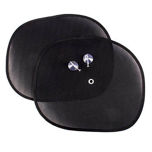Autofy Universal Plain Sticky Side Window Sun Shades with Vacuum Cups All Cars (Black)