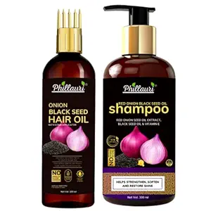 Phillauri Red Onion Shampoo + Red Onion Hair Growth Oil For Hair Fall Control Combo for women and men