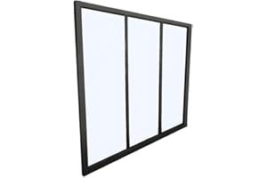 Vente-unique-Vetrata Stile Industriale 90 x 130 cm in Alluminio termolaccato Nero - Bayview