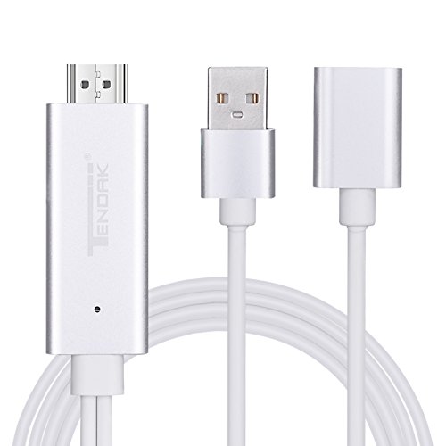 Tendak 1080P Lightning zu HDMI Adapter Spiegelung Kabel mit USB Ladekabel für iphone ipad Samsung Smartphones - Plug & Play
