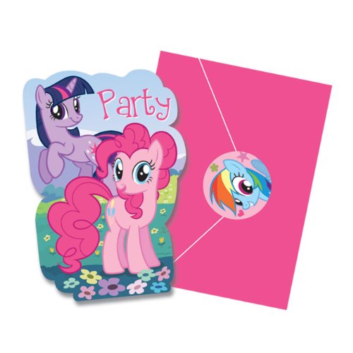 My Little Pony - Einladungskarten, 8er Pack, inkl. 16 Stickern, 10,2cm x 15,5cm