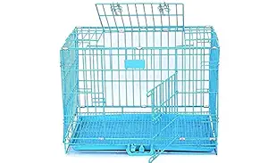 RvPaws 30 inch Iron and Plastic Cage with Removable Tray for Dogs and Rabbits (Blue)