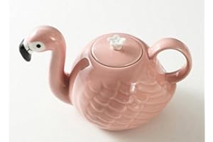 UNGROL Infinitely Great Home Decor Center Juego de tetera y tetera de cerámica con diseño de flamencos, color rosa
