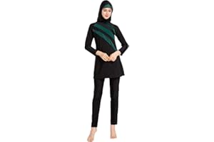 SUYUKU Muslimischer Badeanzug für Damen 3-teilige Muslimische Bademode Hijab Anzug Frauen islamischer Badeanzug Langarm Schwimmen Burkini Kostüm UV-Schutz Bademode Anzug S - 6XL