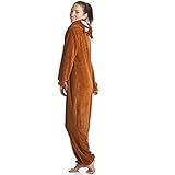 Superweicher Schlafanzug-Overall - Fuchs - Braun/Weiß 48/50 - 