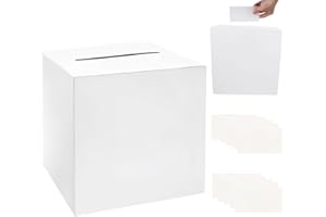 Makoto Nobu Weiß Kartenbox Hochzeit, Kartenbox Hochzeitsbox, Hochzeit Geschenkbox, mit 10 Stück Grußkarten 22 X 22cm Hochzeitsbox, Glückwunschkartenbox, Geldbox, für Hochzeitsempfänge Partydeko