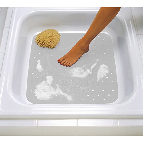 Duscheinlage, Duschmatte, Sicherheitseinlage für die Dusche Modell „LITTLE FEETS“ Größe: 54 x 54cm Farbe: Grau - 2
