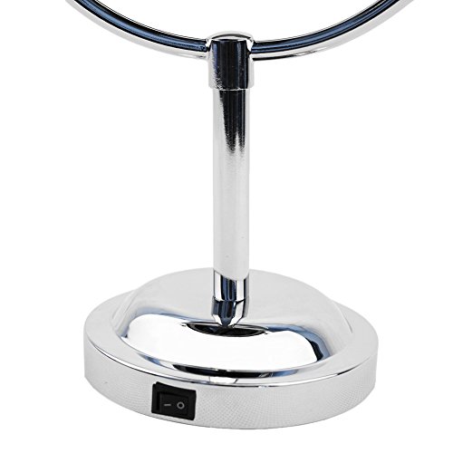 Wawoo® Make-up-Spiegel mit LED Beleuchtung Doppelseite 5 Inch + Vergrößerung + 1: 1 Echtanzeigefunktion360 Grad freie Rotation Bateriebetrieben Beleuchtet Kosmetikspiegel Schminkspiegel Standspiegel (A) - 7