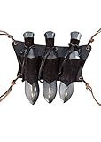 Leder LARP Gürtelhalter aus Leder für 3 Wurfmesser Holster Schwarz oder Braun Gürteltasche Mittelalter Wiking (Schwarz)