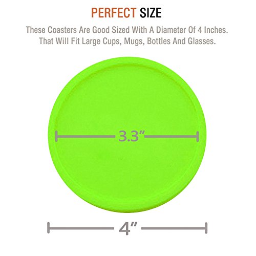 Zedtom 8-Stück Silikonuntersetzer Runde Untersetzer Silikon Untersetzer Glas, Tasse Untersetzer Set für Familie, Bar, Wohnzimmer, Küche-5 Farbe(Grün) - 2