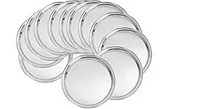 Tulsi Stainless Steel Round Dinner Plate Set Of 12Pcs