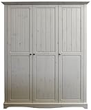 Steens 102 Lotta Kleiderschrank, Kiefer, 3-turig, 201.8 x 169.3 x 57.9 cm, white wash