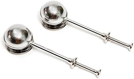 HULLR Stainless Steel Tea Infuser Gift Set, Tea Strainer & Steeper Bundle With Drip Trays (Push-Open Tea Strainer Balls)