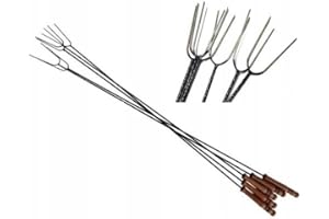 MiG-met Widelec do grilla 10x długość 120 cm, lakierowany na czarno z drewnianym uchwytem, idealny do szaszłyków marshmallow, szaszłyków chlebowych i patyczków do chleba.