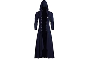 SUSENSTONE Manteau Steampunk Homme avec Capuche Long Vintage Gothique Trench Coat Manche Longues Retro Pas Cher A La Mode Cardigan Veste Cape Coupe Vent