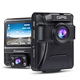 Dashcam Auto Vorne Hinten, Integrierte GPS, Full HD 1080P Dual Crosstour Autokamera mit Parküberwachung Funktion, Infrarot-Nachtsicht, Bewegungserkennung, G-Sensor, Schleifenaufnahme und WDR