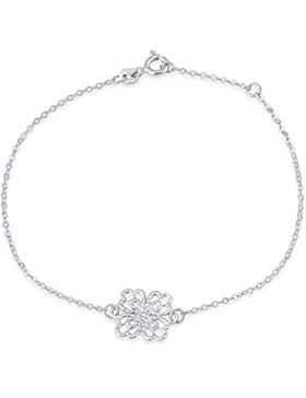 SILVEGO Feines Armband mit Anhänger Blume 925 Sterling Silber