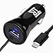 Price comparison product image Car Charger, TechRise Dual USB Cigarette Charger with Micro USB Cable (for Android devices), Smart-Adaptive Rapid Charging Technology for Samsung Galaxy S6 / S6 Edge, iPhone and More