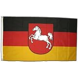 Niedersachsen Flagge 90 X 150 Cm – Aus Robustem Polyester Mit 2 Messingösen – Waschbar Bei 30°C