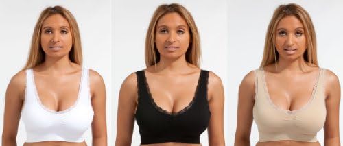 Beauty Bra® LACE + Pads - 3 Pack - Black, White & Beige - Size Medium, Large, XL, XXL (XXXL UK - Size 20-22)