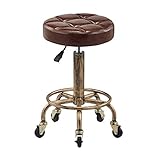 HIGHKAS Tabouret Bar Chaise Salle à Manger Tabouret réglable en Hauteur Chaise Ajustable (50~64cm) Roue Universelle pivotante en Cuir Artificiel | Bar Morne | Cuisine | Bureau (Noir, Marron, rou