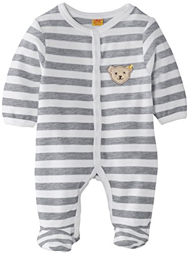 Steiff Unisex Baby 0002848 1/1 Sleeves Striped Romper, Steiff Softgrey Melange, 0-3 Months (Manufacturer Size:56)