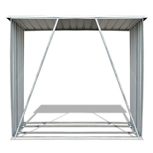vidaXL Casetilla para Leña/Madera de Material Acero Galvanizado de Color Gris