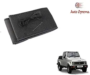 Auto Oprema Leatherette Dotted Black Car Steering Wheel Cover for Maruti Suzuki Gypsy King