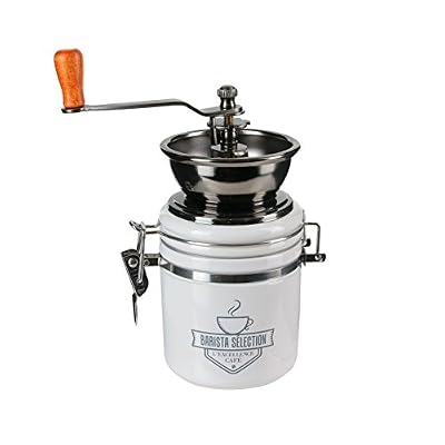 SAVEUR ET Degustation KA2246 Moulin à Café Barista, Bois + Gres + INOX, Blanc, 15,5 x 8,5 x 19,8 cm