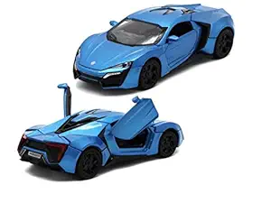 FunBlast Die Cast Model Car Toy - Push & Go Metal Car Toy | Metal Car 1:32 Pull Back with 3 Openable Doors, Engine Cover, Tail with Front and Rear Light & Music Toy Car for Boys,Kids|Children. (Blue)