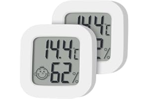 HOUDIAN 2-pak wewnętrzny mini termometr cyfrowy miernik higrometru, przenośny monitor temperatury i wilgotności do ogrodu, domu, biura (bateria w zestawie) (biały)